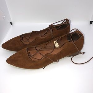Brown Lace-up Flats